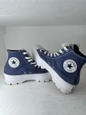 Converse Navy Blue High-Top Platform Sneakers thumbnail 5