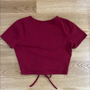 romwe red crop top thumbnail 4