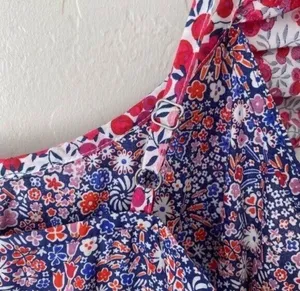 J.Crew Liberty Floral Cherry Printed Ruffle Tier Summer Dress Size S thumbnail 12