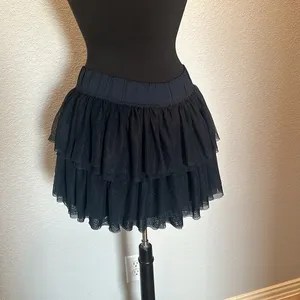 Vintage Abercrombie and Fitch Tiered Mesh Navy Elastic Band Mini Skirt NWOT thumbnail 4