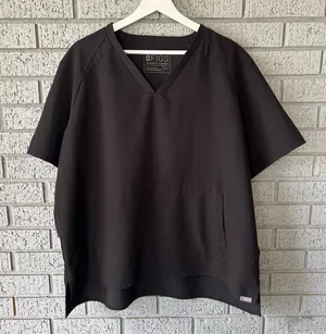FIGS Scrub Top BLACK Kangaroo Pocket Size XL thumbnail 1
