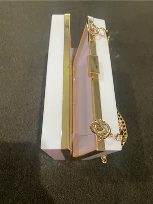 White Acrylic Box Clutch with Gold Chain thumbnail 5