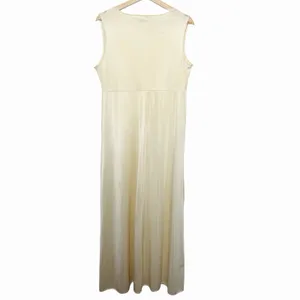 VTG Pembrooke Nightgown Womens L Ivory Nylon Maxi Dress Deep V Neck 70s 80s thumbnail 3