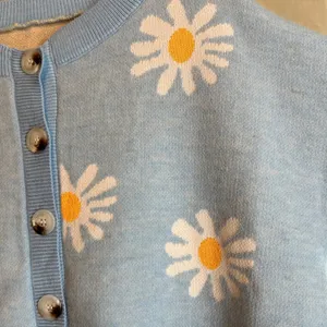 Womens Floral sky Blue Long Sleeve Ribbed Neckline Casual Sweater/Cardigan|Sz:S thumbnail 4