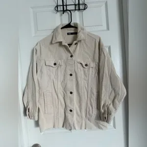Zara Oversized Corduroy Shacket Jacket Size XS. Rough Hem. thumbnail 4