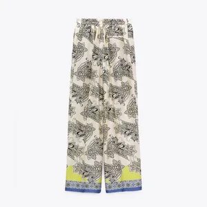 ZARA Multicolored Printed‎ High-Waisted Wide Leg Palazzo Pants Size Small NEW thumbnail 8
