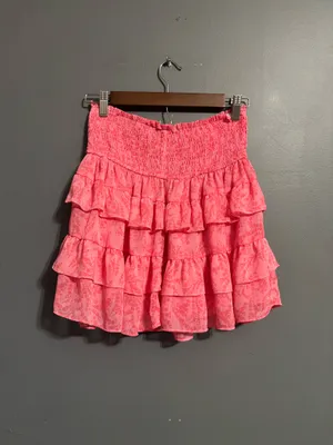 The Impeccable Pig pink floral ruffle tiered skirt smocked waistband thumbnail 3