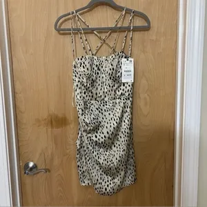 Zara Satin Spotted Mini Dress – Size Small – NWT – Perfect for Nights Out thumbnail 4