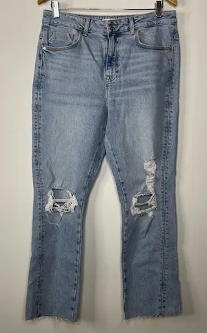Zara Jeans‎ Distressed Straight Leg Jeans Size 30 thumbnail 1
