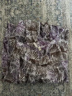 Studio West Women's Purple and Brown Abstract Print Cotton Midi Skirt Size M thumbnail 3