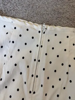 Classic White Polka Dot Pencil Skirt / J25 thumbnail 5