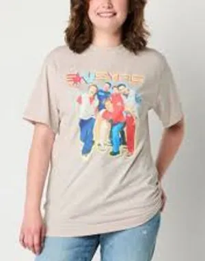 NSYNC 2000s Boy Band Oversized Graphic Tee‎ Cream Mineral Wash Women Small NWOT thumbnail 1