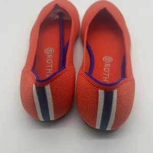 Rothy's The Point Persimmon Marine Heel Stripe Orange Flats Womens 10.5 thumbnail 3