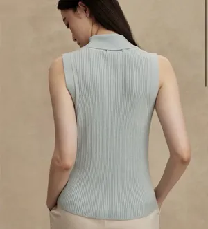 VARLEY Anastasia Rib Knit Mock Neck Tank - Winter Sky (Light Blue) - Large - NWT thumbnail 10