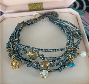 black metallic cord bracelet thumbnail 2