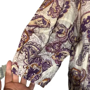 Band of The Free White & Purple Paisley Floral Boho Peasant Dress Women Sz L thumbnail 3