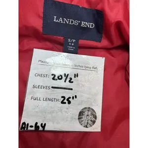 Lands End Down Puffer Vest Women SZ SMALL Full Zip Red Plaid Outdoors Nature thumbnail 6