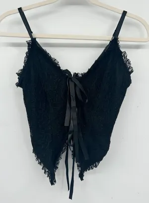 Mixed Threads Womens Y2K Black Lace Tie Front‎ Corset Going Out Top Bustier XS thumbnail 1