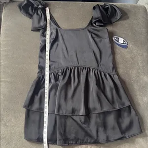 Women’s Black Scoop Bow Mini Dress Size XS 0-2 NEW thumbnail 8