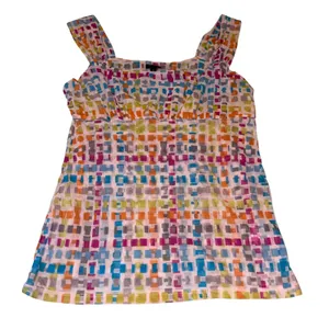 Madison Tank Top Womens Medium Multicolor Geometric Mesh Y2K Artsy thumbnail 1