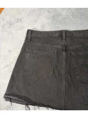 Madewell Black rigid denim a-line Button-Front Jean Mini Skirt 30 thumbnail 9