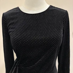 Saylor Black Velvet Glitter Micro Dot‎ V-Back Ruffle Mini Dress XS Going Out thumbnail 3