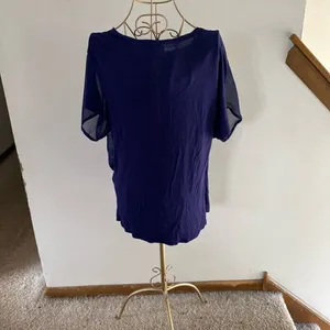 Zara Basic Special Edition Short Sleeve Top Zipper Detail Size Large Navy thumbnail 11