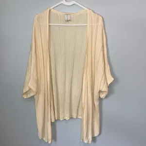 Joie Linen Blend Cream Short Sleeve Open Knit Flowy Cardigan Large Boho #800 thumbnail 2