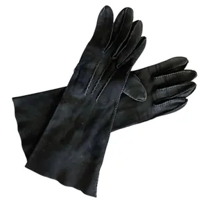 Vintage Leather-Tailored Black Fabric Forearm Long Evening Gloves Size 7 thumbnail 1