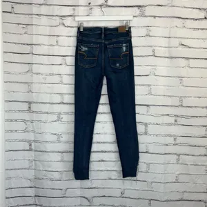 American Eagle Super Hi-Rise Jegging Women’s 4R Distressed Dark Wash Stretch Y2K thumbnail 10