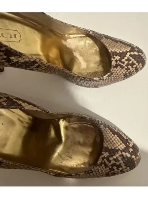 COACH Chelsey Natural Snake-Embossed Leather Round Toe Pumps High Heels Size 9 thumbnail 3