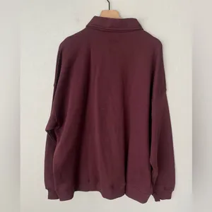 Adanola Slouchy oversized Button Up Sweatshirt Burgundy XL NWT thumbnail 5