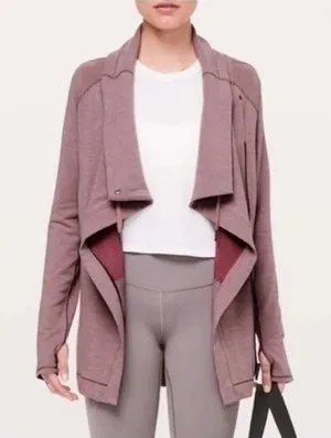 Lululemon Coast Wrap Heathered Mod Rose 8 Funnel Neck Jacket Button Cocoon thumbnail 1