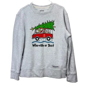 Life Is Good Dr Seuss Grinch Christmas Holiday Crewneck Sweatshirt MEDIUM thumbnail 1