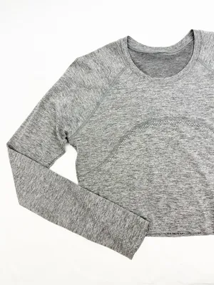 Lululemon Swiftly Tech Cropped Long-Sleeve Shirt 2.0 Slate Grey/White Top thumbnail 4