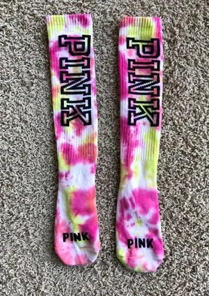 VS pink tie dye socks Sz S thumbnail 1
