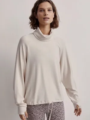 Varley Portland High Neck Midlayer Sweater Top Ivory Cream Womens Size XXS thumbnail 3