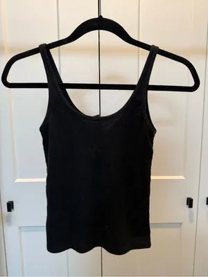 Brandy Melville Black Ribbed Henley Tank thumbnail 2