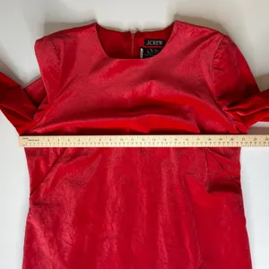 J Crew Long Sleeve Shift Dress Sz 18 Red Stretch Velvet‎ Holiday Cocktail Preppy thumbnail 14