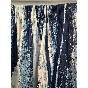 Realtakai Blue Abstract Wave Print‎ Pleated Wide Leg Pants Large thumbnail 3