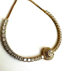 Gold tone rhinestone adjustable bracelet thumbnail 7