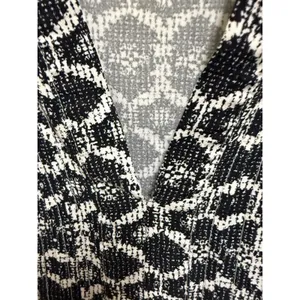 Old Navy XXL Black White Geometric Swing Dress Long Sleeve V Neck Rayon thumbnail 7