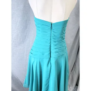 Azazie Teal Strapless Sweetheart Ruched Chiffon Mini Dress Size C‎ thumbnail 8