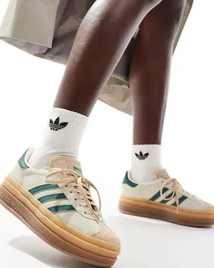 Adidas Originals Gazelle Bold Sneakers in Beige And Green thumbnail 1