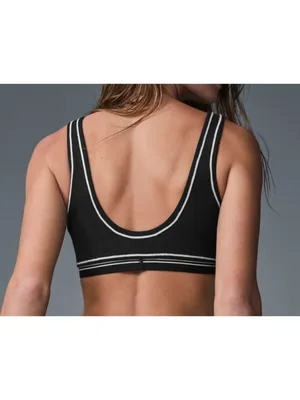 Alo Airbrush Heart Throb Bra Black White Padded Seamed Sports Cropped Bralette thumbnail 3