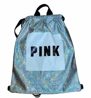 VS PINK holographic drawstring backpack thumbnail 3