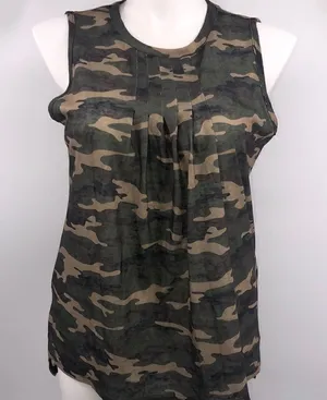 Lucky and Blessed sleeveless green camo hi lo tank thumbnail 1