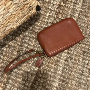 Coach Mini Leather Wristlet/Card Wallet In Saddle Brown thumbnail 5