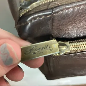 Vintage Fossil mini leather‎ crossbody bag brown thumbnail 4