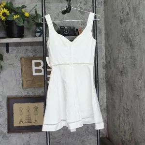 B Darlin Juniors Textured Crochet-Trim Fit & Flare Dress White 3/4 thumbnail 2